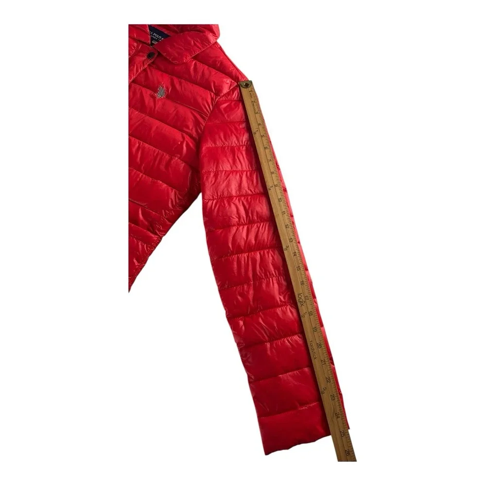 US‎ Polo Assn Size M Red Puffer Women's Jacket Style 01-8193HS